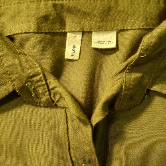 Anthropologie Moth Oversize Olive Button Down Shirt L - Picture 5 of 5